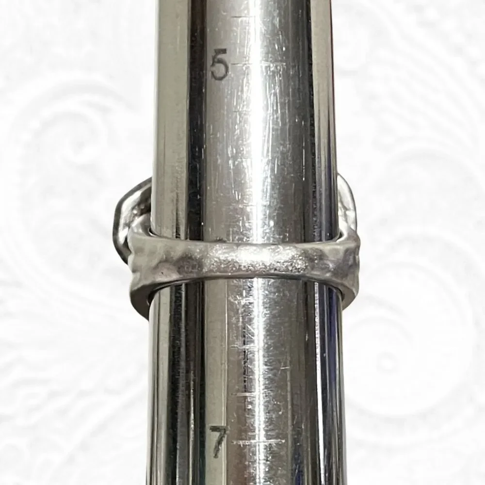 Lia Sophia Ring Milano Hammered Hematite Crystal Accents Silver Tone Size 6